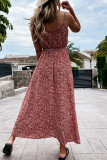 Fashion Street Print Split Joint V Neck A Line Dresses
