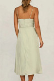 Fashion Casual Solid Hollowed Out Spaghetti Strap Princess Dresses