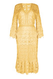 Fashion Street Solid Split Joint V Neck Princess Dresses