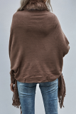 Casual Solid Tassel Split Joint Tops Sweater