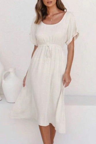 Fashion Casual Solid Backless Square Collar A Line Dresses