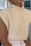 Fashion Casual Solid Split Joint Turtleneck Tops