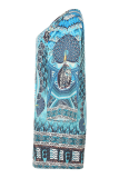Casual Print Split Joint V Neck A Line Dresses