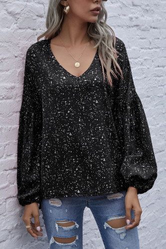 Fashion Casual Print V Neck Tops