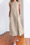 Fashion Street Striped Split Joint O Neck Sleeveless Dresses