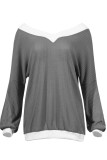 Fashion Casual Solid Split Joint V Neck T-Shirts