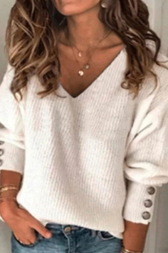Fashion Casual Solid V Neck Tops