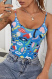 Fashion Casual Print Spaghetti Strap Tops