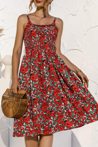 Fashion Casual Print Split Joint Spaghetti Strap A Line Dresses
