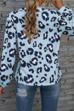 Fashion Sweet Leopard Split Joint V Neck T-Shirts