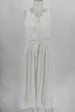 Fashion Casual Solid Split Joint O Neck A Line Dresses