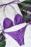 Fashion Sexy Solid Split Joint Frenulum Swimwears
