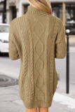 Fashion Casual Solid Split Joint Turtleneck Long Sleeve Dress Dresses