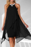 Fashion Street Solid Split Joint O Neck Pencil Skirt Dresses