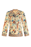 Street Print Split Joint Buttons Mandarin Collar Tops