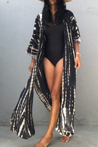 Fashion Vacation Print Slit Swimwears Cover Up