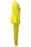 Fashion Casual Solid Split Joint Turndown Collar Long Sleeve Two Pieces