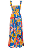 Fashion Bohemian Print Split Joint Spaghetti Strap Printed Dresses