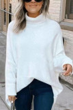 Fashion Casual Solid Split Joint Turtleneck Tops