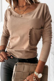 Fashion Casual Solid Split Joint O Neck Tops