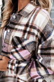 Fashion Daily Adult Plaid Cardigan Turndown Collar Tops