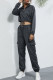 Sportswear Solid Split Joint Mandarin Collar Two Pieces