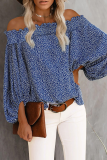 Elegant Print Split Joint Stringy Selvedge Off the Shoulder Tops