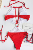 Fashion Sexy Solid Hollowed Out Split Joint Swimwears