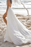 Celebrities Elegant Solid Split Joint Slit Oblique Collar Evening Dress Dresses