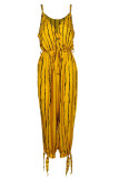 Fashion Casual Print Split Joint V Neck Loose Jumpsuits