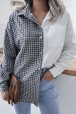 Fashion Casual Solid Split Joint Turndown Collar Tops