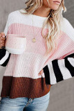 Fashion Casual Striped Split Joint O Neck Tops