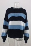Fashion Street Striped Split Joint O Neck Tops