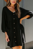 Fashion Casual Solid Split Joint V Neck A Line Dresses