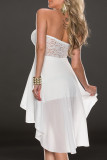 Fashion Casual Solid Split Joint Strapless Irregular Dresses