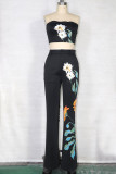 Fashion Street Print Turndown Collar Long Sleeve Three Pieces