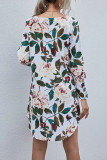 Fashion Casual Print O Neck A Line Dresses