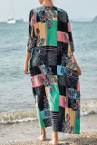 Fashion Vacation Print Split Joint Swimwears Cover Up