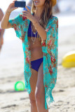 Fashion Vacation Print Tassel Swimwears Cover Up