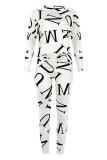 Fashion Casual Letter Oblique Collar Long Sleeve Two Pieces