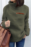 Fashion Street Solid Split Joint Turtleneck Tops
