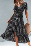 Fashion Street Polka Dot Split Joint V Neck Irregular Dresses