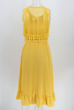 Fashion Casual Solid Split Joint O Neck A Line Dresses