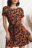 Fashion Street Leopard Split Joint O Neck A Line Dresses