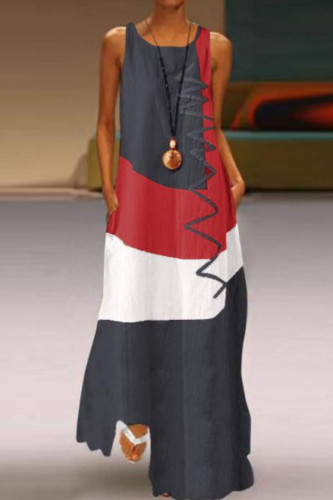 Fashion Street Solid Split Joint O Neck Sleeveless Dresses