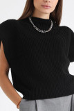 Fashion Casual Solid Split Joint Turtleneck Tops