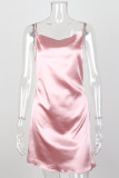 Fashion Street Solid Spaghetti Strap A Line Dresses