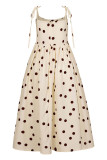 Fashion Casual Dot Frenulum Spaghetti Strap A Line Dresses