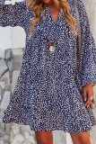 Elegant Print Split Joint Flounce V Neck A Line Dresses