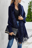 Casual Solid Tassel Split Joint Tops Sweater